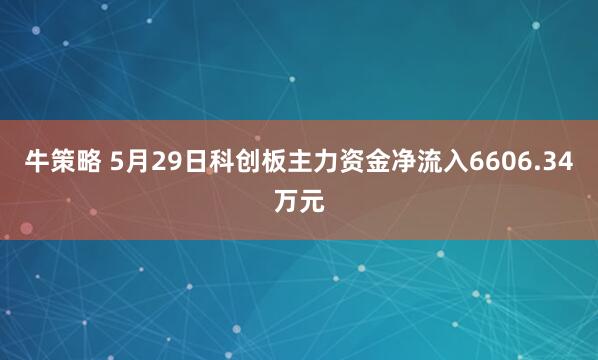 牛策略 5月29日科创板主力资金净流入6606.34万元