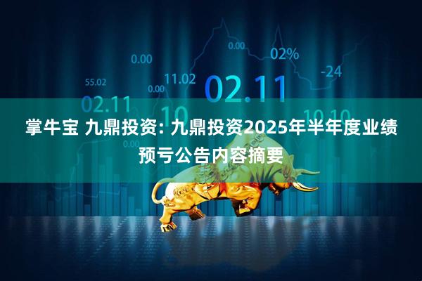 掌牛宝 九鼎投资: 九鼎投资2025年半年度业绩预亏公告内容摘要