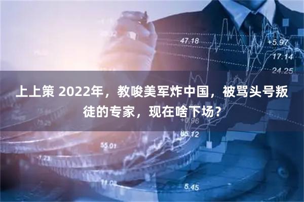 上上策 2022年，教唆美军炸中国，被骂头号叛徒的专家，现在啥下场？